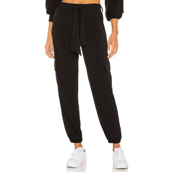 Lanston Philosophy‎ Black Paperbag Waist Jogger Pants - Picture 1 of 5